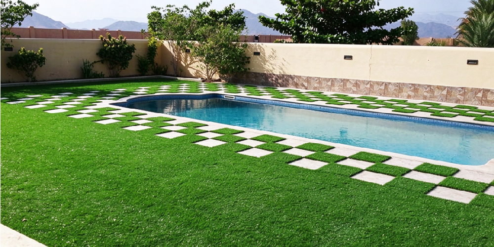 aritificial grass pool